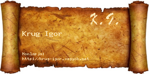 Krug Igor névjegykártya